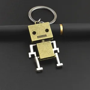 Portachiavi robot in metallo mobile creativo con finitura in bronzo vintage e stile industriale