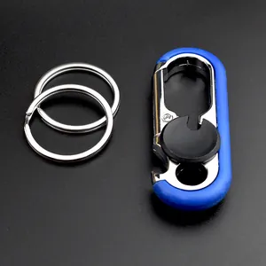 Porte-clés de voiture multifonction en métal avec ouvre-bouteille noir et bleu