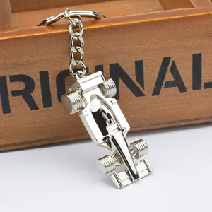Metal Formula Racing Car Keychain Zinc Alloy Sporty Key Ring Pendant For Men Silver Cool Engine Accessory Car Lovers Gift