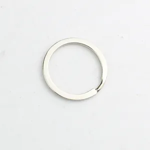 Flat silver metal key ring with split design for DIY car keychains and hardware parts