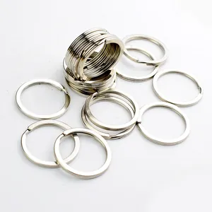 Minimalist Metal Round Keyring DIY Accessories Flat Split Key Chain Ring For Car Keys Home Organization Silver Loop