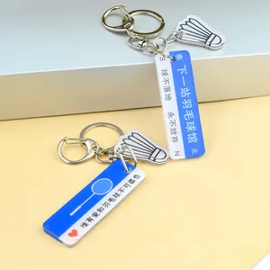 Portachiavi con Segnale Stradale di Badminton Sportivo in Acrilico e Metallo Pendente Borsa Regalo Creativo Sportivo per Tifosi Studenti