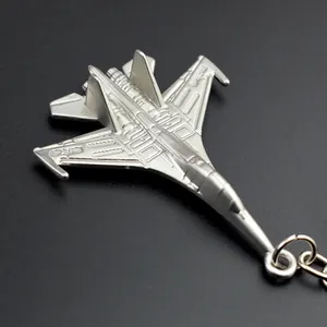 3D Zinc Alloy Fighter Jet Keychain Military Aircraft Model Pendant Silver J-20 J-35 J-15 Plane Keychain For Men Aviation Souvenir Gift