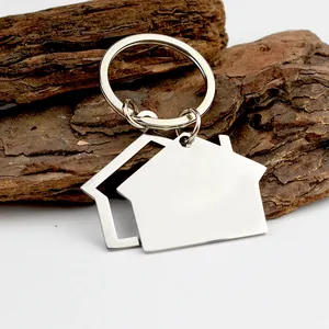 Doppelhaus-Anhänger-Schlüsselanhänger aus Edelstahl für Auto- und Immobilien-Geschenke