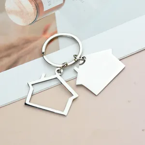 Minimalistischer Haus-Schlüsselanhänger aus Edelstahl mit zwei Anhänger-Designs
