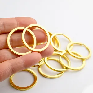 32mm Metal Flat Split Key Ring For DIY Keychain Making Circular Hardware Loop Accessories Gold Silver Polished Keyring For Home Office Keys