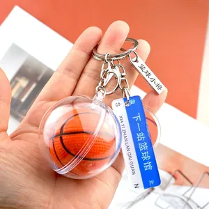 Acrylic basketball keychain with textured mini ball and Next Stop Basketball Hall charm