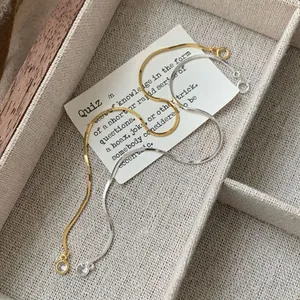 Minimalist S925 sterling silver snake chain bracelet with sparkling round zircon charms