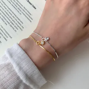 Elegant gold and silver S925 sterling silver snake chain bracelets with zircon charms