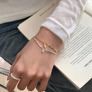 Minimalist S925 sterling silver bubble snake chain bracelets and shimmering crystal ring