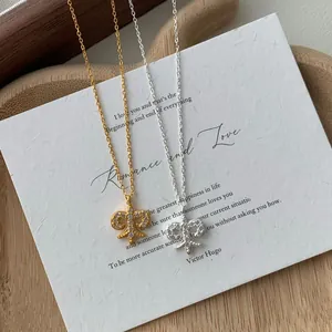 925 Sterling Silver Fleur-de-Lis Pendant Necklace With Zircon Inlaid Vintage French Style Dainty Chain Jewelry For Women
