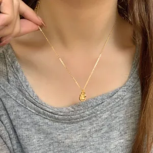 Vintage S925 silver gold gourd necklace for women with elegant retro design on model