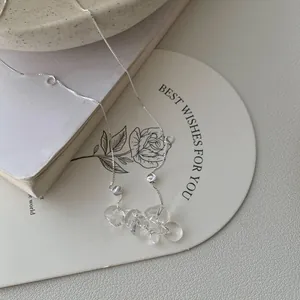 Collier élégant en argent sterling S925 avec pendentif irrégulier en cristal œil-de-chat