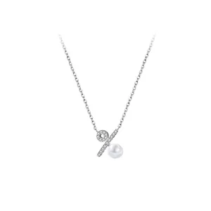 S925 sterling silver percentage symbol pendant necklace with natural freshwater pearl