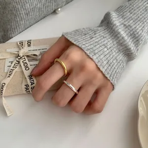 Minimalistische S925 sterling zilveren ringen in goud en zilver aan de hand