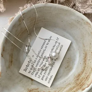 Minimalistische S925 sterling zilveren ketting met geborstelde bol op keramische kom