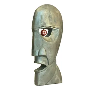 Scultura in resina ispirata a Pink Floyd The Division Bell con finitura argento e dettagli rossi