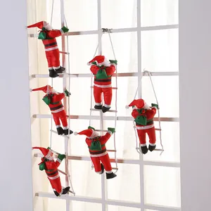 Climbing Santa Claus On Rope Ladder Christmas Ornament Hanging Doll Decor Festive Holiday Party Supplies Home Wall Window Decoration
