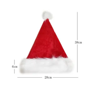 Detailed size specifications for the red plush Christmas hat with 38x28cm dimensions