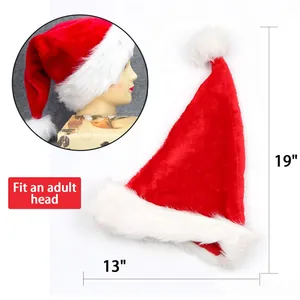 Classic plush red and white Christmas hat with adult sizing 19x13 inches dimensions