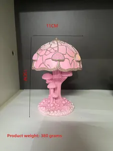 Lámpara seta rosa de resina 15x11cm dimensiones y 380g peso detalle de producto