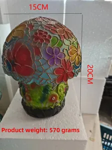 Lámpara seta de colores con flores, medidas de 15x20cm y un peso de 570g