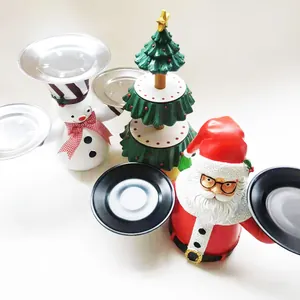 Christmas Be Merry snack bowl stand set featuring Santa, Snowman and Tree figures