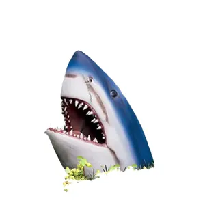 Realistic great white shark garden statue made of resin for outdoor decor