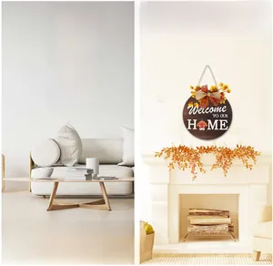 Panneau de bienvenue rustique en bois avec décoration saisonnière interchangeable et nœud