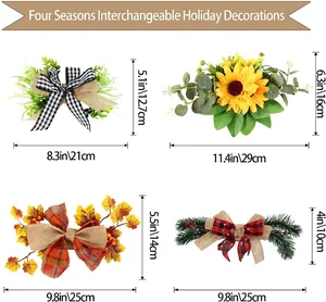 Panneaux de couronne saisonniers interchangeables avec décorations pour quatre saisons