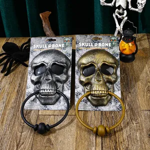 Animated Halloween skull doorbell with glowing eyes and spooky sound effects