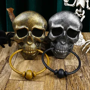 Halloween skull door knockers in antique gold and silver for gothic party decor