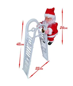 Detail view of electric climbing Santa Claus toy dimensions with 42cm ladder and 24cm doll