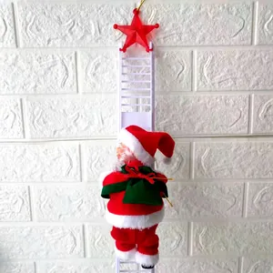 Electric climbing Santa Claus toy on a white ladder with red star for Christmas decor