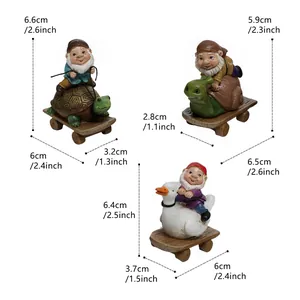 Gartenzwerge Miniaturen mit Maßen für Schildkröten-, Schnecken- und Gänse-Skulpturen
