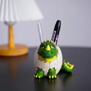 Niedlicher Dinosaurier-Ei Stifthalter aus Harz für Schreibtisch und Büro-Deko