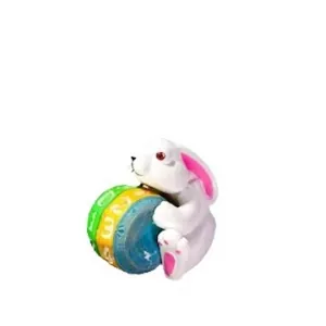 Cartoon bunny countdown calendar resin ornament with colorful numbered globe on white background