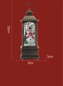 Detail of vintage copper Christmas lantern with snowman, tree and 15cm height scale