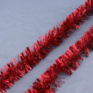 Guirlande Scintillante de Noël Métallique Rouge Or Ruban de Feuille pour Festival Fête Maison Mariage Décoration d'Arbre 5m