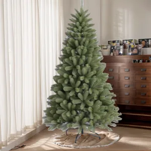 Sapin de Noël luxuriant en PE vert de 1,8m avec support métallique et jupe de sapin douce