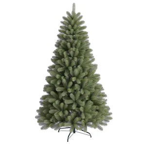 Sapin de Noël artificiel en PE vert classique avec branches à cinq pointes et pied en métal