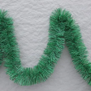 Fluffy 2-meter green tinsel garland for Christmas tree decoration and festive party layout