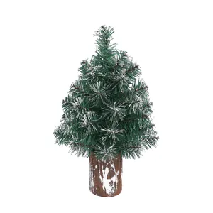 Mini Artificial Christmas Tree Tabletop Decor With White Flocked Snow Effect PVC Pine Needle Desktop Xmas Tree Ornament For Home Office
