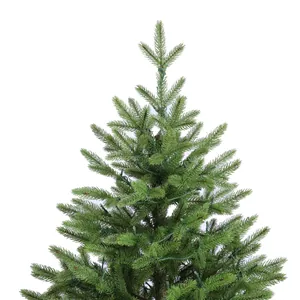 Full artificial green PE Christmas tree with realistic needles and pre-lit LED fairy lights