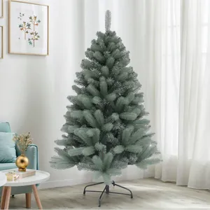 Albero di Natale artificiale verde-blu con aghi fitti e supporto in metallo stabile