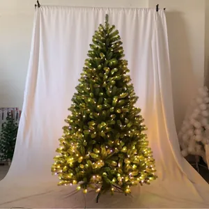 Albero di Natale artificiale in PE con luci LED bianco caldo e supporto in metallo