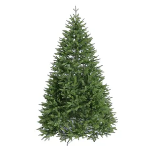Realistic artificial green Christmas tree with pre-lit LED wires and folding metal stand