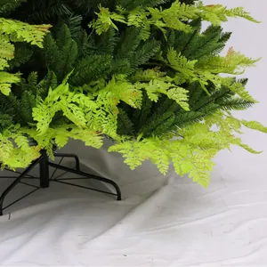 Albero di Natale artificiale con aghi in PVC, foglie di felce e supporto in metallo