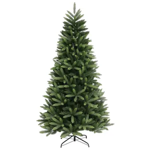 Klassischer dunkelgrüner PVC Künstlicher Weihnachtsbaum mit stabilem Metallständer schwarz