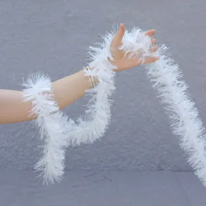 White iridescent Christmas tinsel garland for holiday wreaths and tree decorations
